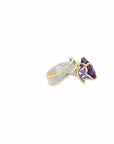 Baikalla Jewelry Gemstone Ring Baikalla Sterling Silver Gold Plated Two Tone Adjustable Amethyst Ring