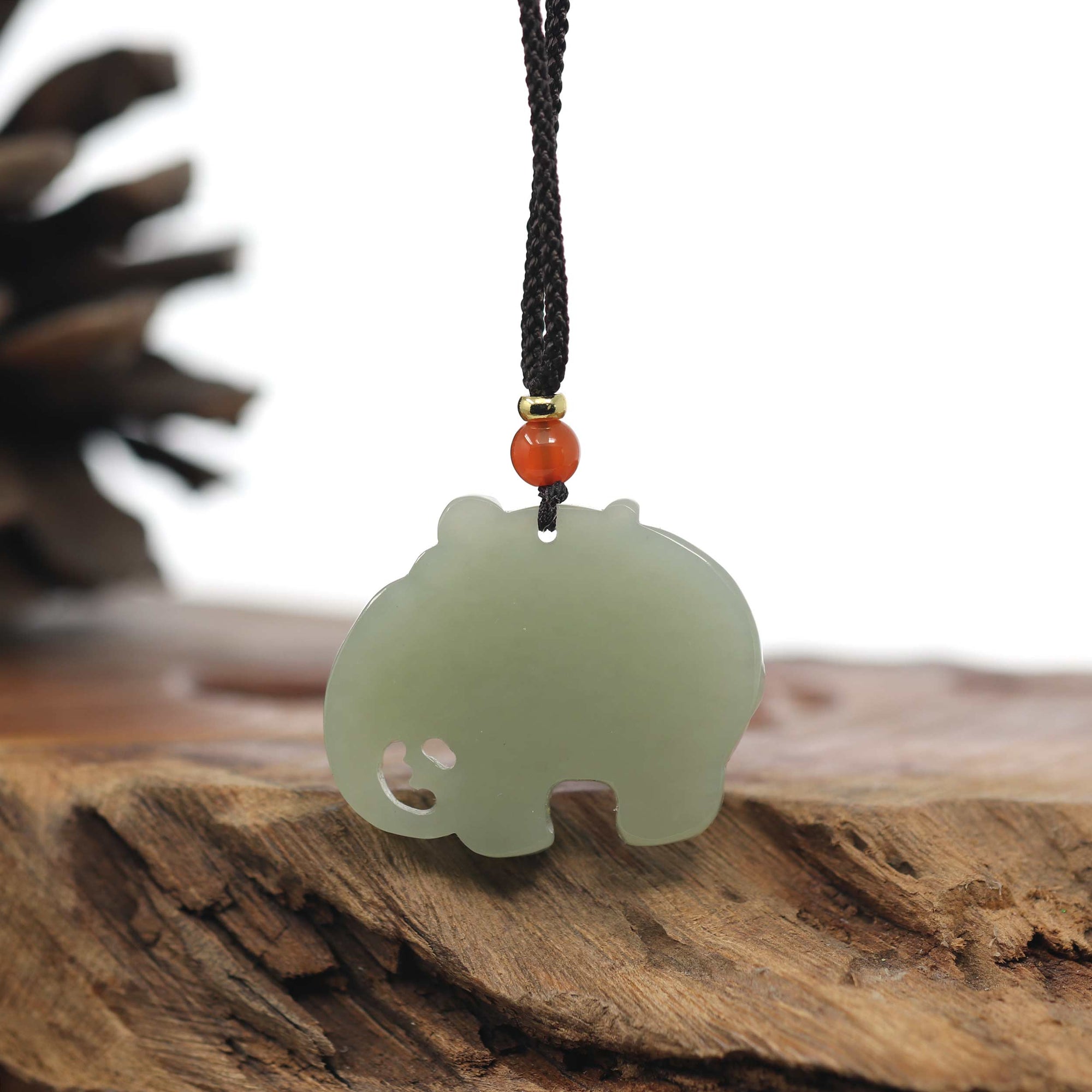 Baikalla Jewelry Jade Pendant Necklace Baikalla Genuine HeTian Nephrite Jade Elephant Carving Pendant Necklace