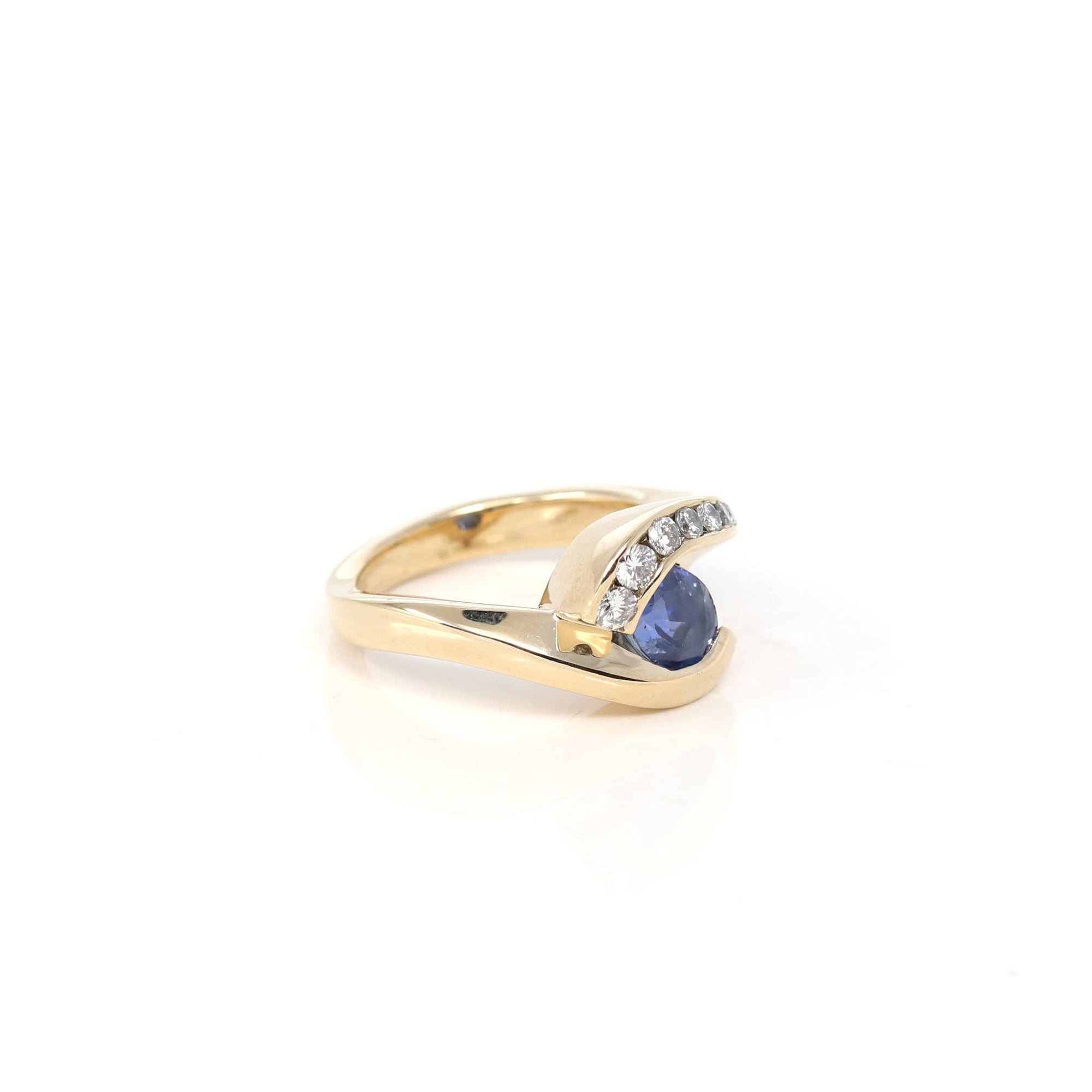 Baikalla Jewelry Gold Tanzanite Ring High 14k Yellow Gold Natural Round Tanzanite Men's Ring