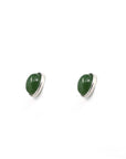 Baikalla Jewelry Silver Gemstone Earrings Sterling Silver Genuine Nephrite Green Jade Oval Stud Earrings