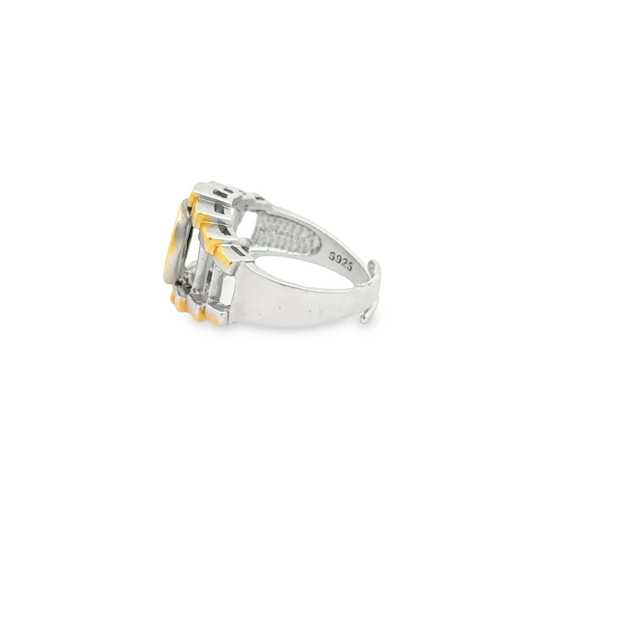 Baikalla Jewelry Jade Ring Baikalla Antique Natural Opal Sterling Silver Gold Plated Two Tone Ring