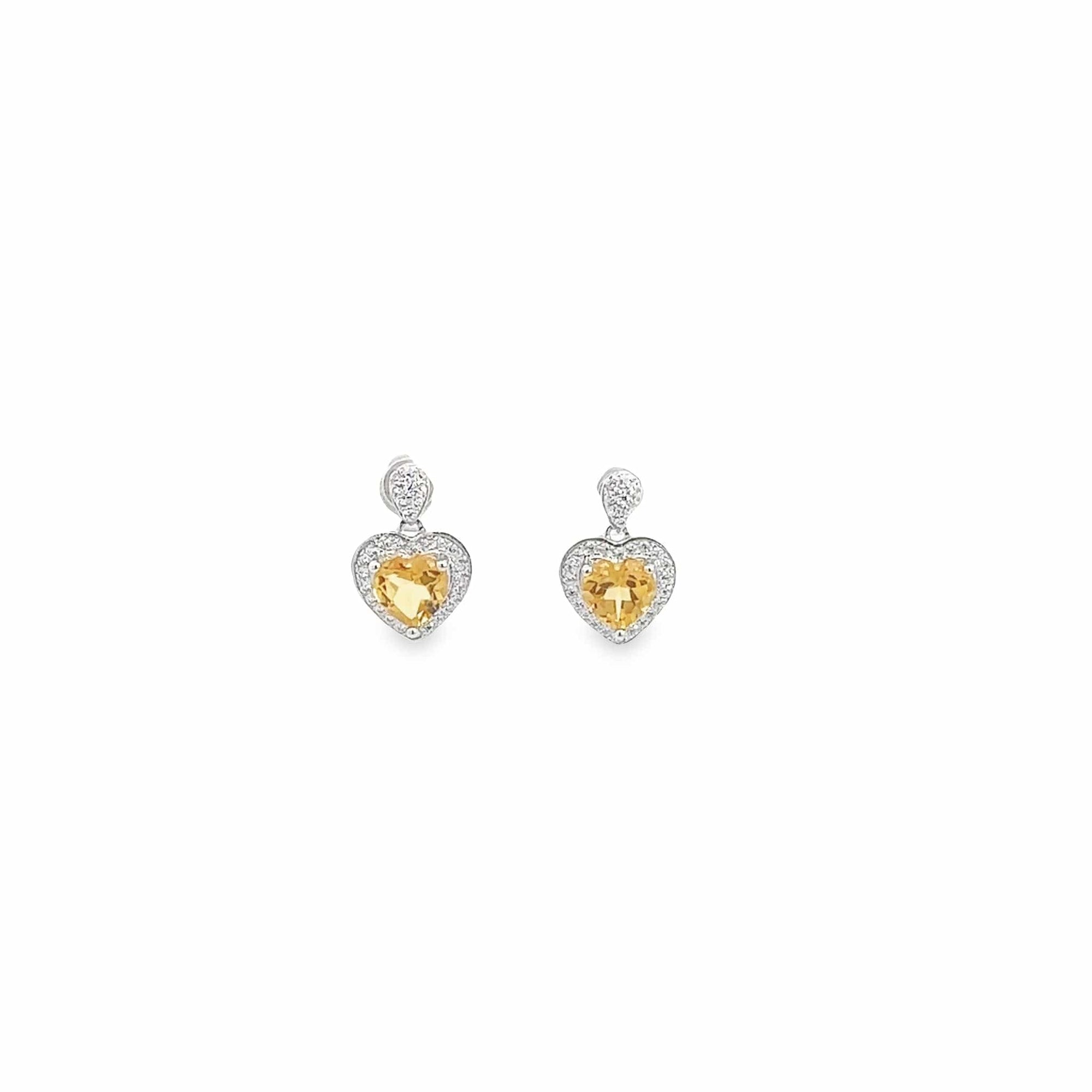 Baikalla Jewelry Silver Gemstones Earrings Baikalla™ Classic Heart Sterling Silver Natural Amethyst Citrine Garnet Earrings With CZ