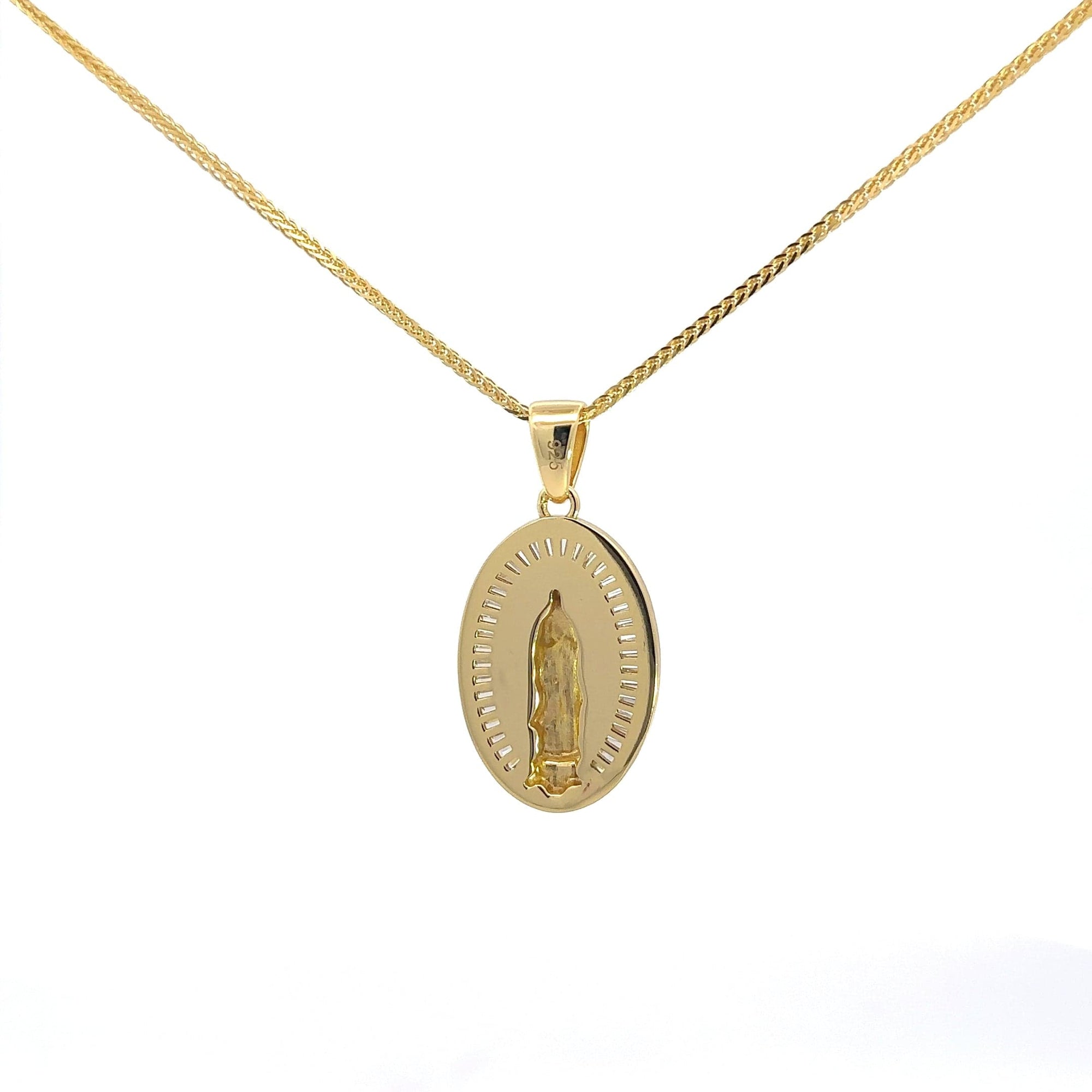 Baikalla Jewelry 14K Pure Yellow Gold Pendant Sterling Silver Gold Plated Virgin Mary Moissanite Charm Necklace