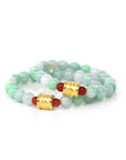 Baikalla Jewelry jade beads bracelet 24K Pure Yellow Gold Buddha Symbol Tongtong With Genuine Green Jadeite Beads Bracelet ( 9 mm )