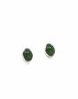 Baikalla Jewelry Silver Gemstone Earrings Sterling Silver Genuine Nephrite Green Jade Oval Stud Earrings