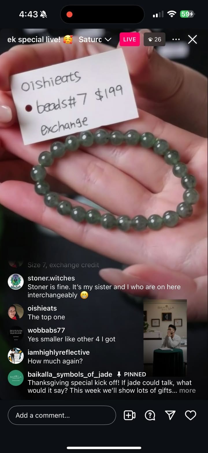 Baikalla IG Live "Natural Burmese Jadeite Jade Beaded Bracelet " (Live Pick) (11/23/24)