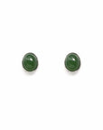 Baikalla Jewelry Silver Gemstone Earrings Sterling Silver Genuine Nephrite Green Jade Oval Stud Earrings