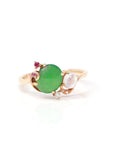 Baikalla Jewelry Jadeite Engagement Ring Baikalla™ "Karla" 18k Rose Gold Natural Imperial Jadeite Engagement Ring With Rubies & Diamonds