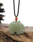 Baikalla Jewelry Jade Pendant Necklace Baikalla Genuine HeTian Nephrite Jade Elephant Carving Pendant Necklace