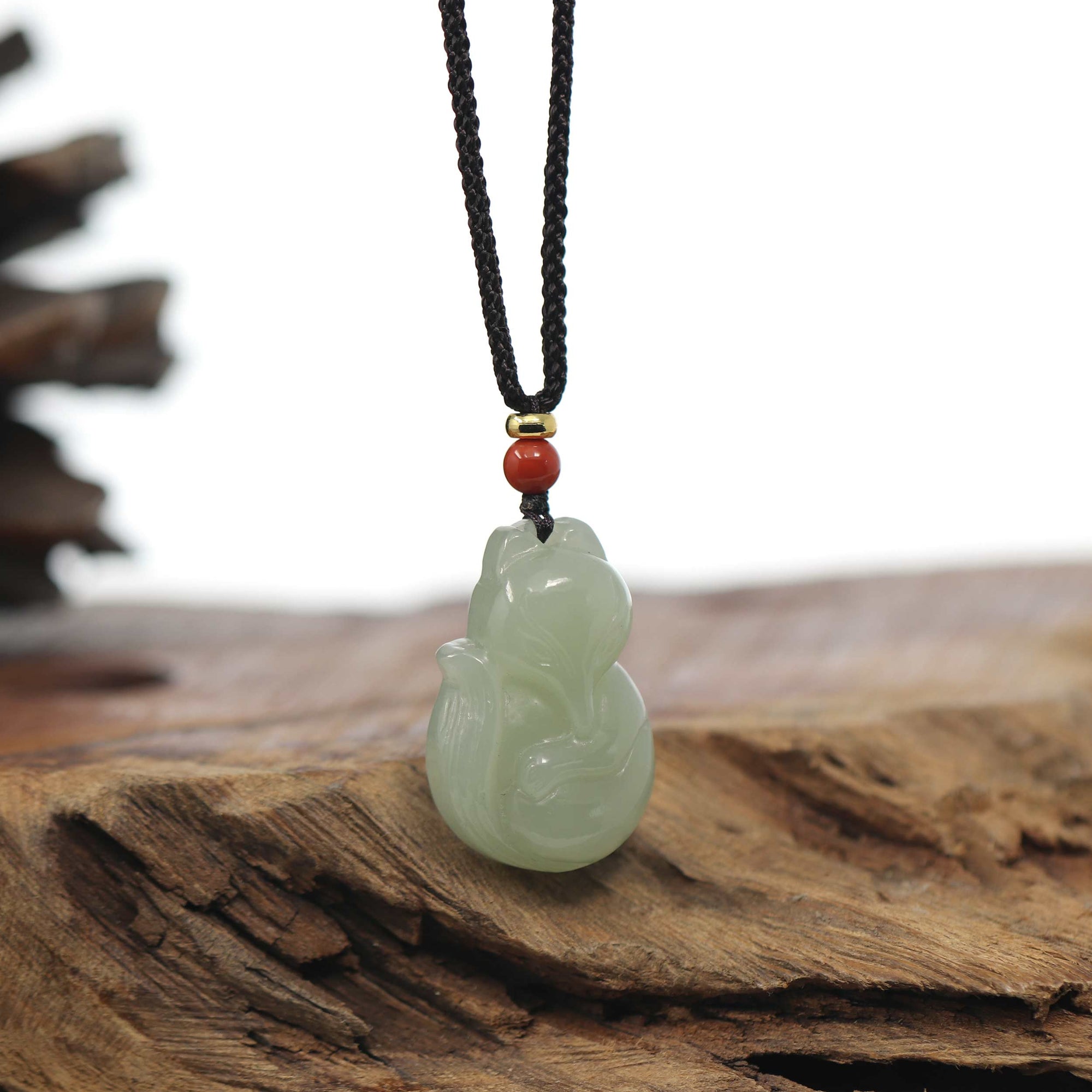 Baikalla Jewelry Jade Pendant Baikalla Genuine Nephrite Jade Cute Fox Carving Pendant Necklace