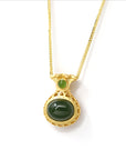 Baikalla Jewelry Jade Pendant Necklace Copy of Baikalla™ "Lucky Oval Jade" Sterling Silver Nephrite Green Jade Classic Pendant Necklace