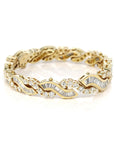 Baikalla Jewelry Gold Diamond Bangle Bracelet 18k Yellow Gold Channel set baguette & round diamonds Bangle Bracelet