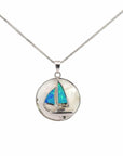 Baikalla Jewelry Gemstone Pendant Necklace Baikalla Sterling Silver Opal Sailboat Bezel Pendant Necklace