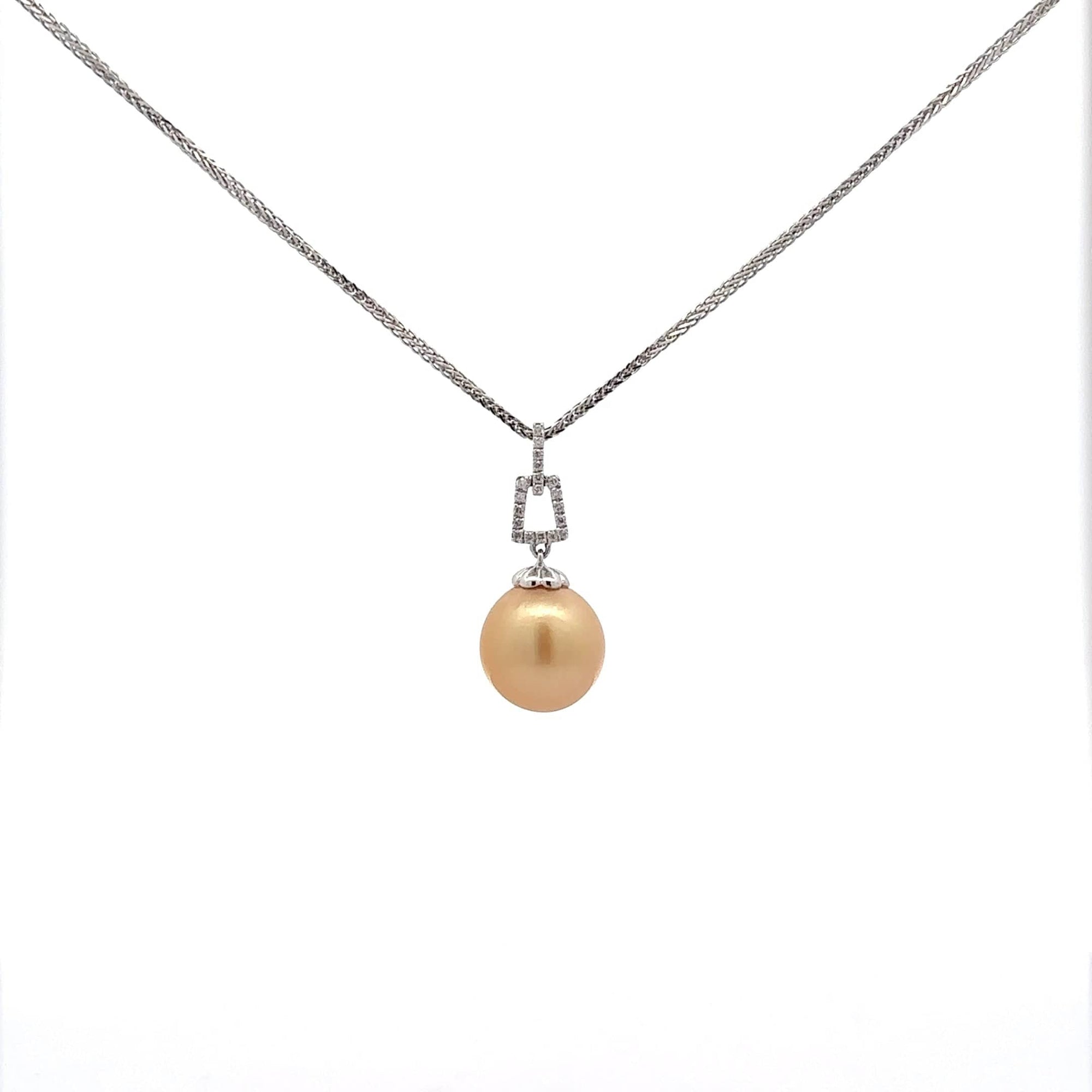 Baikalla Jewelry Gemstone Pendant Necklace Baikalla 14k White Gold Golden Pearl Necklace With Diamond