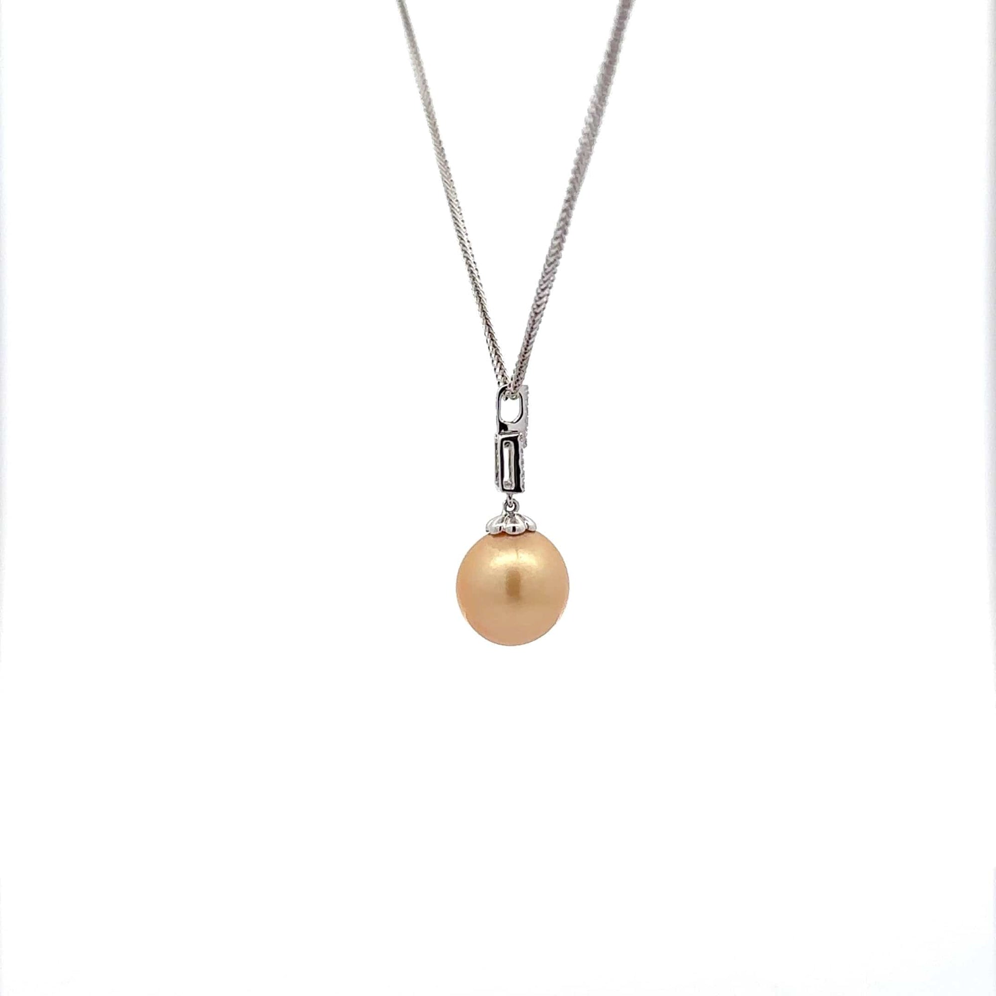 Baikalla Jewelry Gemstone Pendant Necklace Baikalla 14k White Gold Golden Pearl Necklace With Diamond