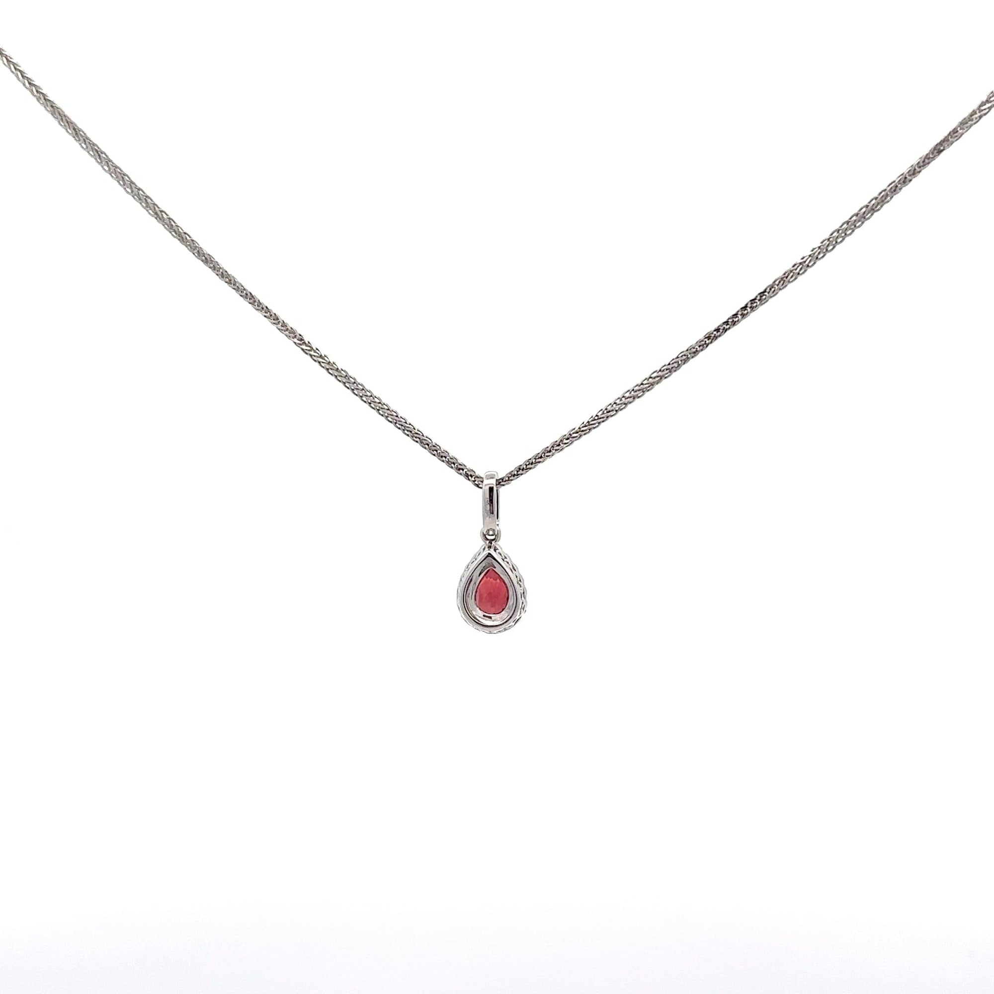 Baikalla Jewelry Gemstone Pendant Necklace Baikalla 14k White Gold Genuine AAA Tear Drop Garnet Pendant Necklace With Diamonds