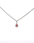 Baikalla Jewelry Gemstone Pendant Necklace Baikalla 14k White Gold Genuine AAA Tear Drop Garnet Pendant Necklace With Diamonds