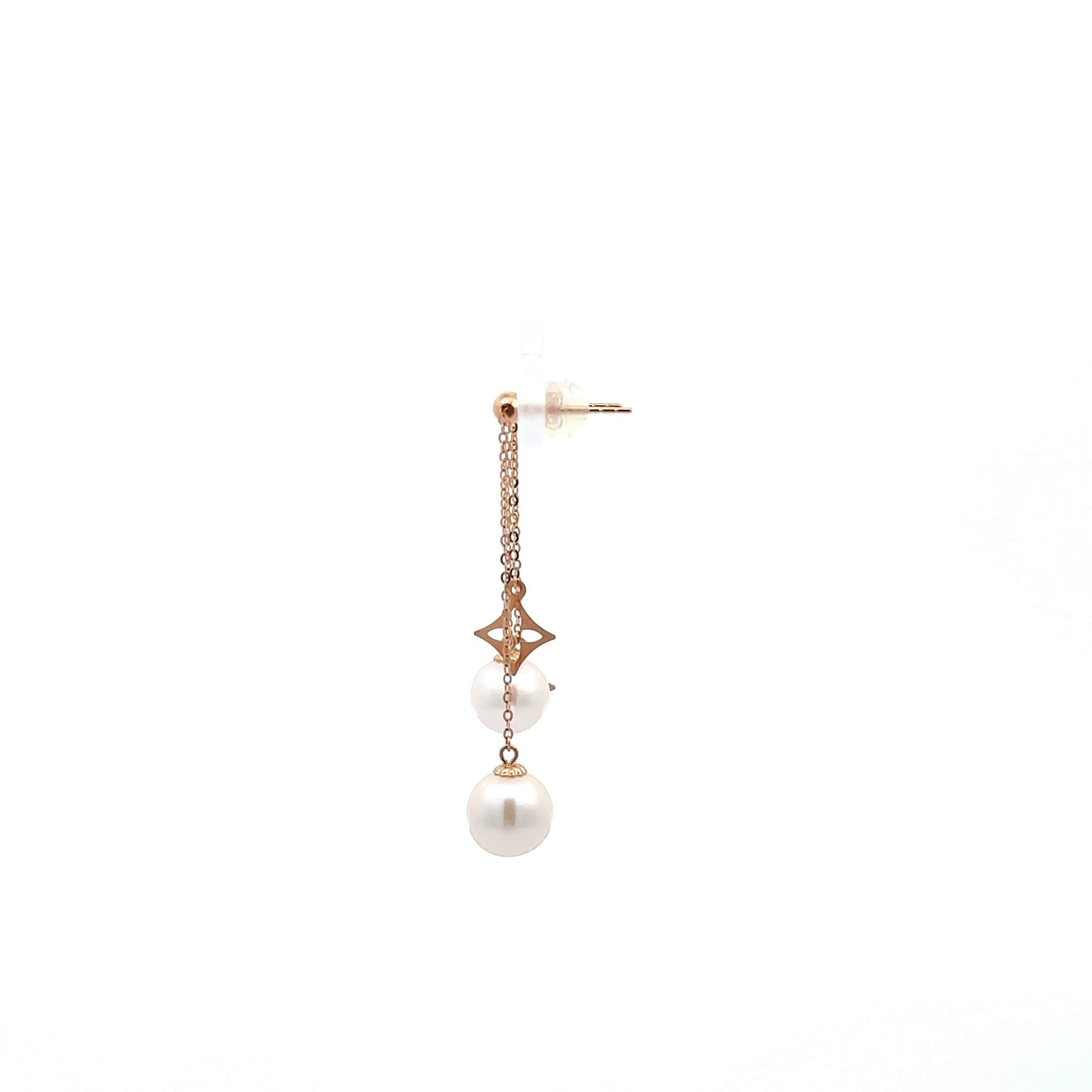 Baikalla Jewelry Gold Gemstone Earrings Baikalla Classic 18k Rose Gold Pearl Dangle Earrings