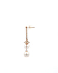 Baikalla Jewelry Gold Gemstone Earrings Baikalla Classic 18k Rose Gold Pearl Dangle Earrings