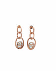 Baikalla Jewelry Gold Gemstone Earrings Baikalla 14K Rose Gold Oval Topaz Diamond Dangle Earrings