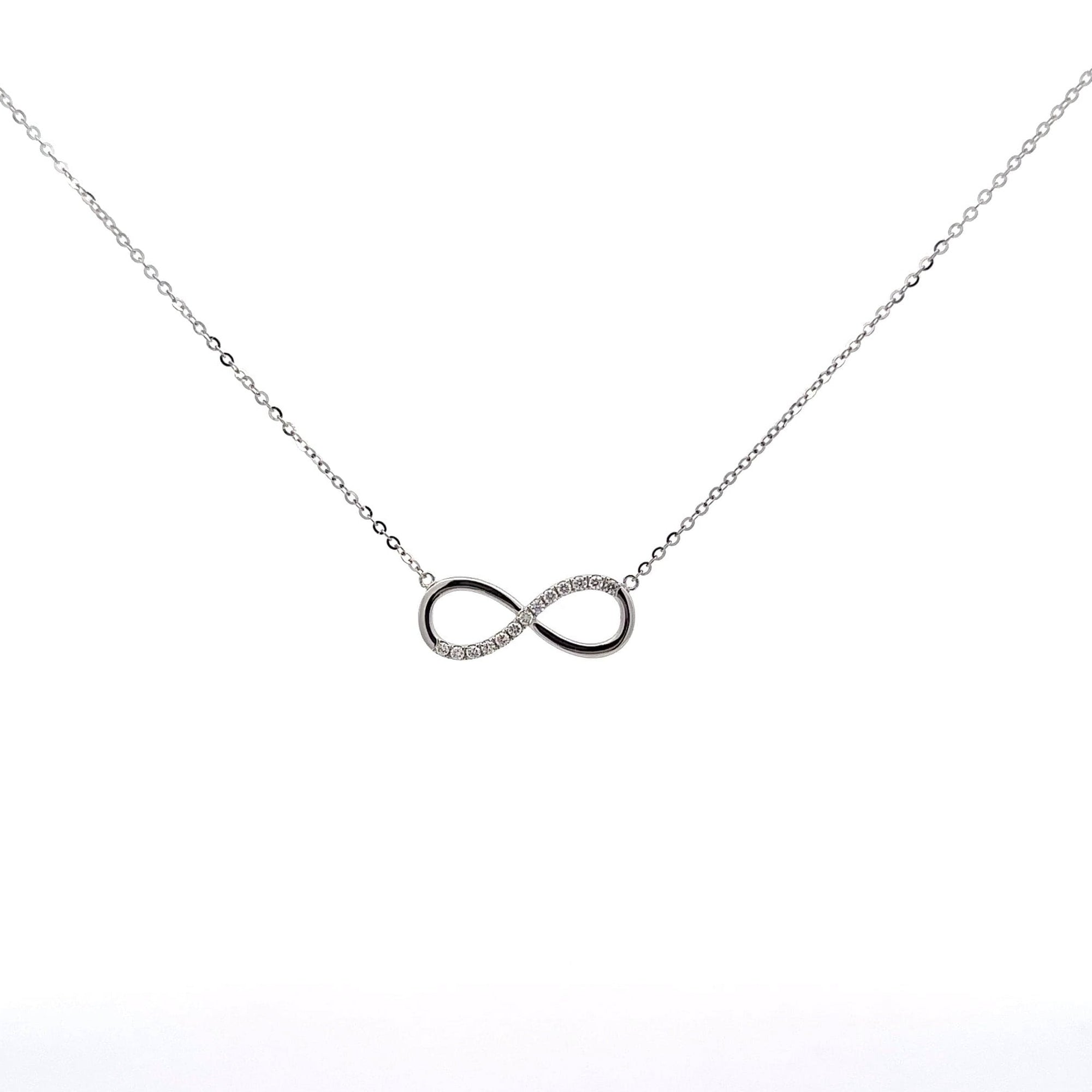 Baikalla Jewelry Gold Diamond Necklace 18K White Gold Infinity .0124 CTW Diamond Pendant Necklace