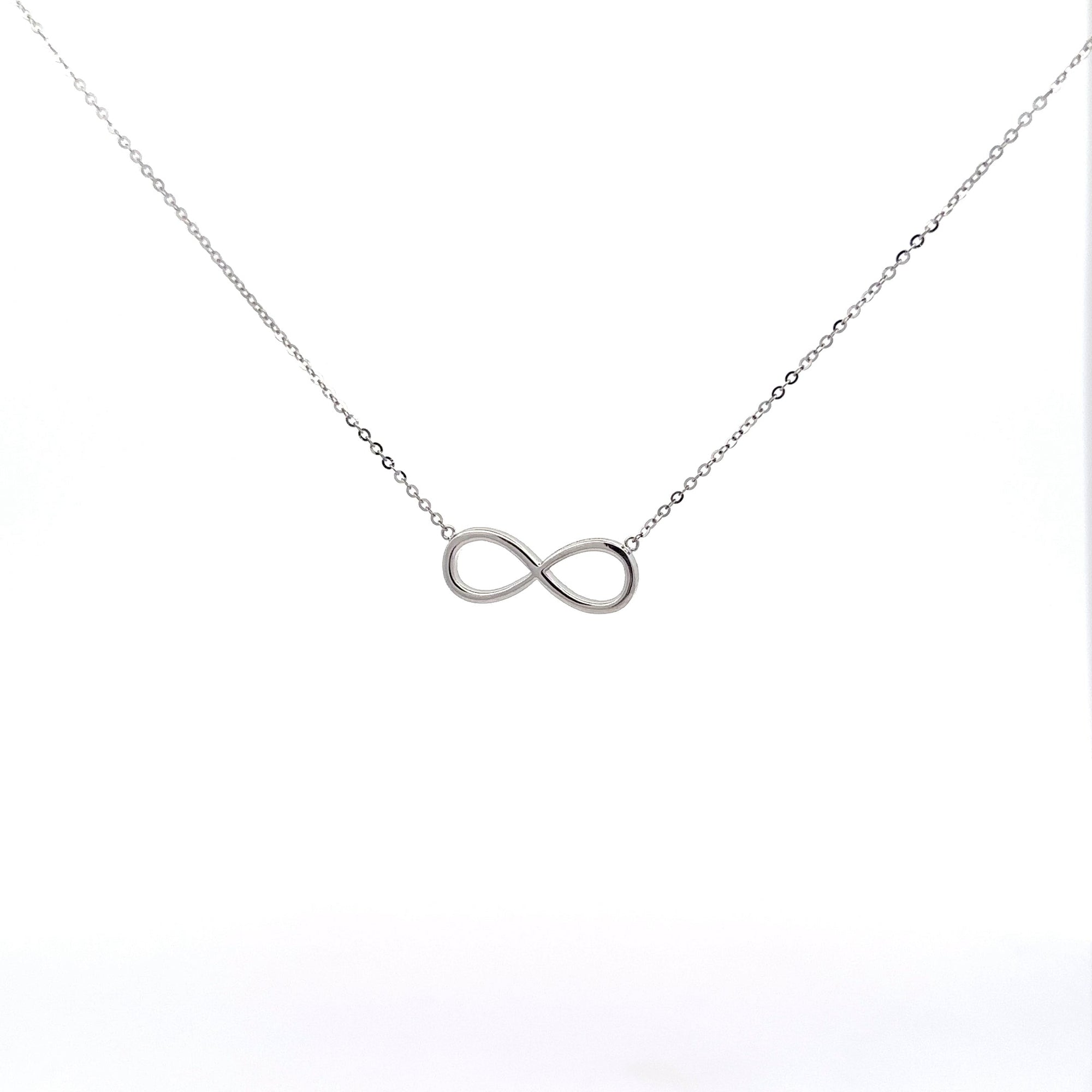 Baikalla Jewelry Gold Diamond Necklace 18K White Gold Infinity .0124 CTW Diamond Pendant Necklace