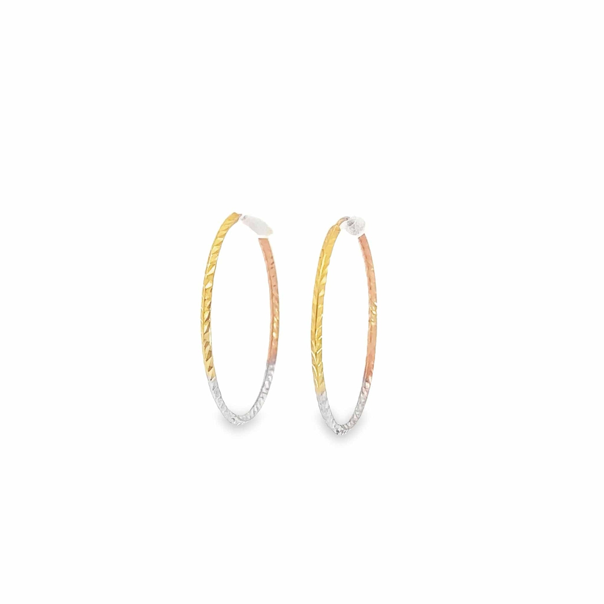 Baikalla Jewelry Silver Gemstone Earrings Baikalla 18k Three Tone Dangle Diamond Cut Hoop Earrings