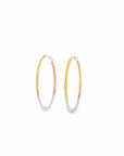 Baikalla Jewelry Silver Gemstone Earrings Baikalla 18k Three Tone Dangle Diamond Cut Hoop Earrings