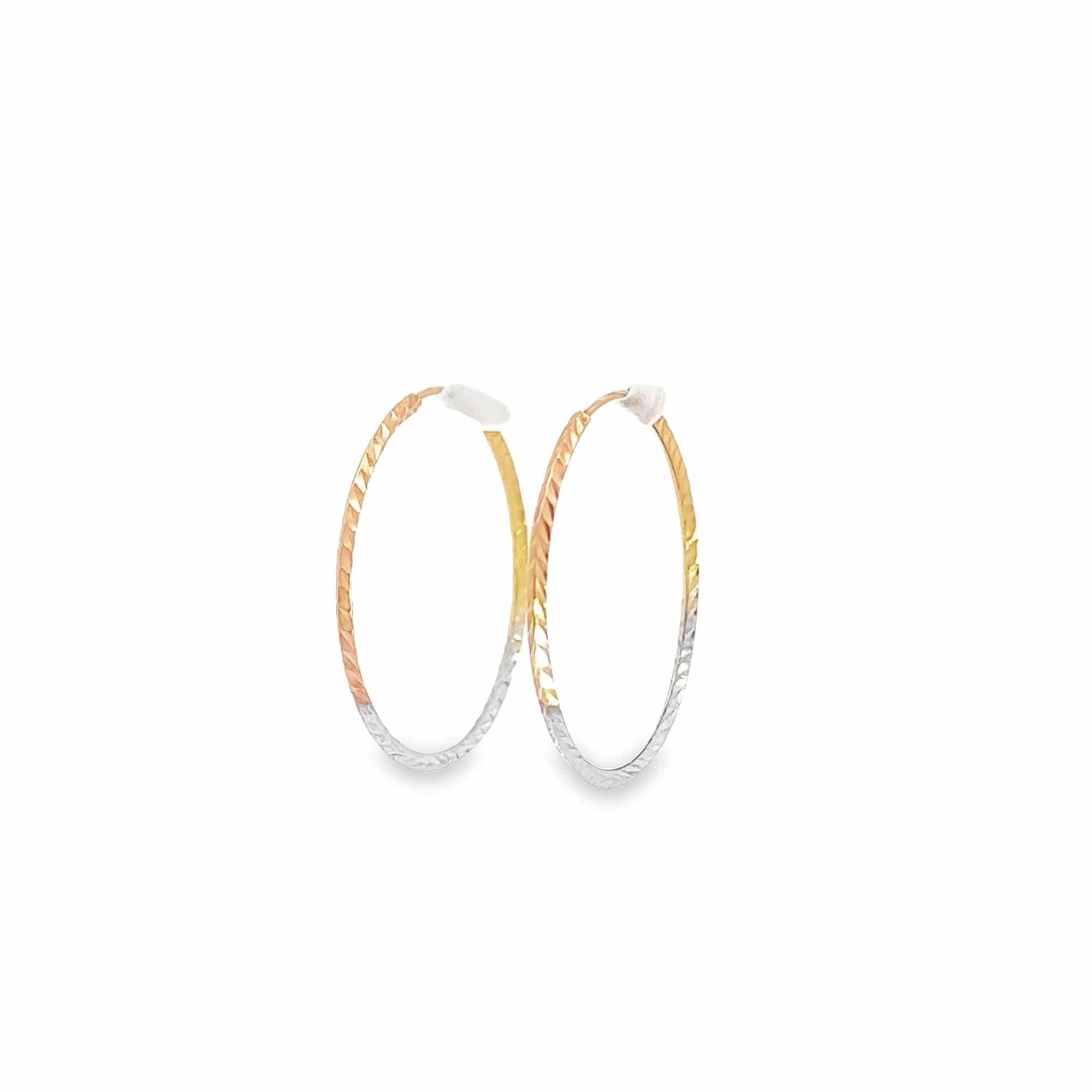 Baikalla Jewelry Silver Gemstone Earrings Baikalla 18k Three Tone Dangle Diamond Cut Hoop Earrings