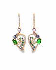 Baikalla Jewelry Gold Gemstone Earrings Baikalla 18K Rose Gold Sapphire and Zircon Heart Dangle Earrings