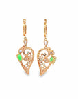 Baikalla Jewelry Gold Gemstone Earrings Baikalla 18K Rose Gold Sapphire and Zircon Heart Dangle Earrings