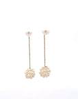 Baikalla Jewelry Gold Gemstone Earrings Baikalla 18k Gold Pearl Dangle 2 in 1 Earrings