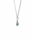 Baikalla Jewelry Gemstone Pendant Necklace Baikalla™ 14k White Gold Emerald AA Round Necklace pendant With Diamond Halo