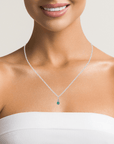 Baikalla Jewelry Gemstone Pendant Necklace Pendant Only Baikalla™ 14k White Gold Emerald AA Round Necklace pendant With Diamond Halo