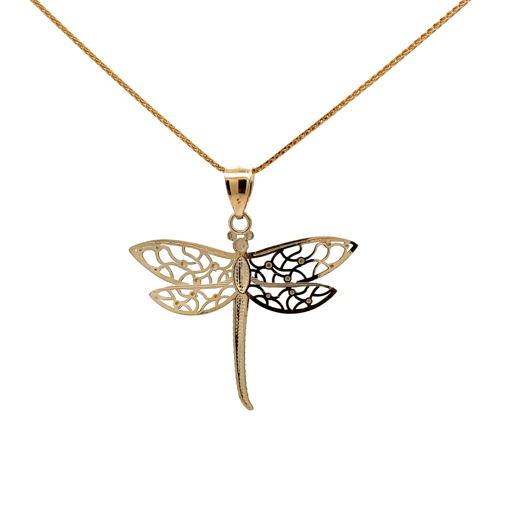 Baikalla Jewelry 14K Yellow Gold Pendant Baikalla 14k Yellow Gold Diamond Cut Dragonfly Pendant Necklace