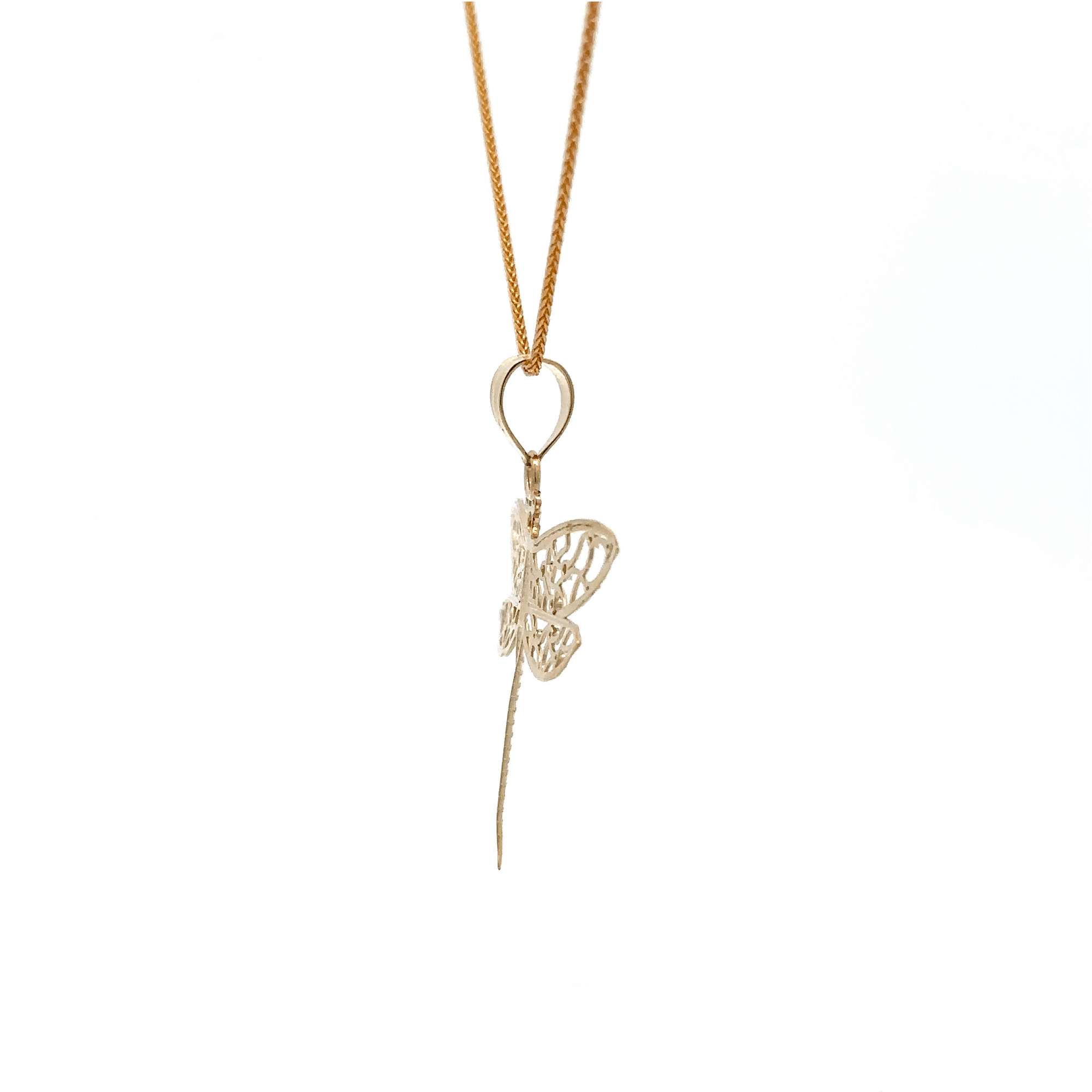 Baikalla Jewelry 14K Yellow Gold Pendant Baikalla 14k Yellow Gold Diamond Cut Dragonfly Pendant Necklace