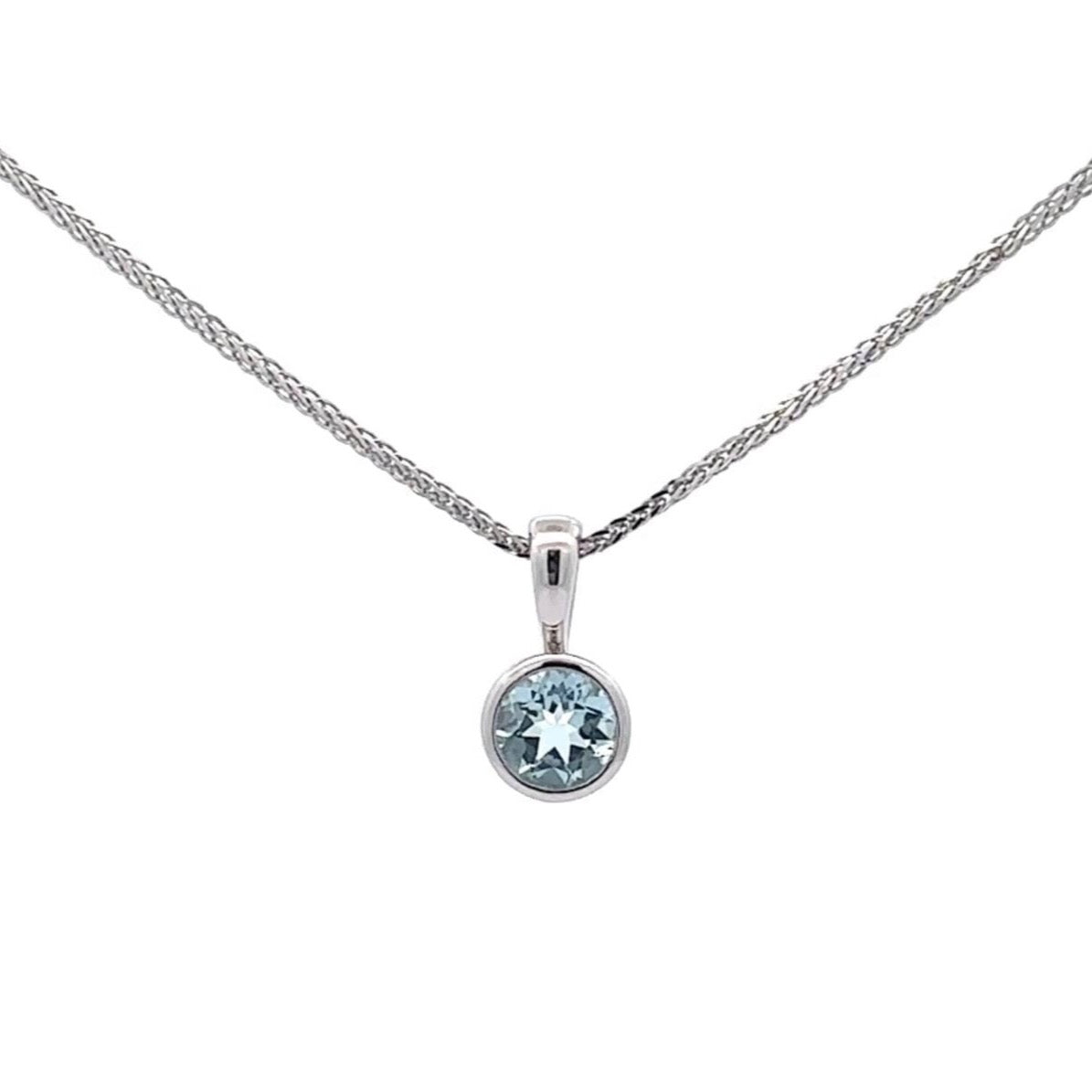 Baikalla Jewelry Aquamarine Necklace Baikalla Sterling Silver Round Aquamarine AAA Pendant Necklace