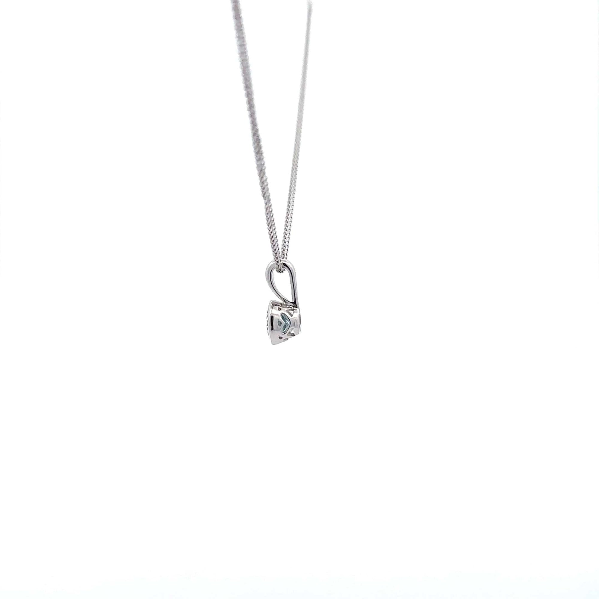 Baikalla Jewelry Aquamarine Necklace Baikalla 14K White Gold Round Aquamarine AAA Pendant Necklace