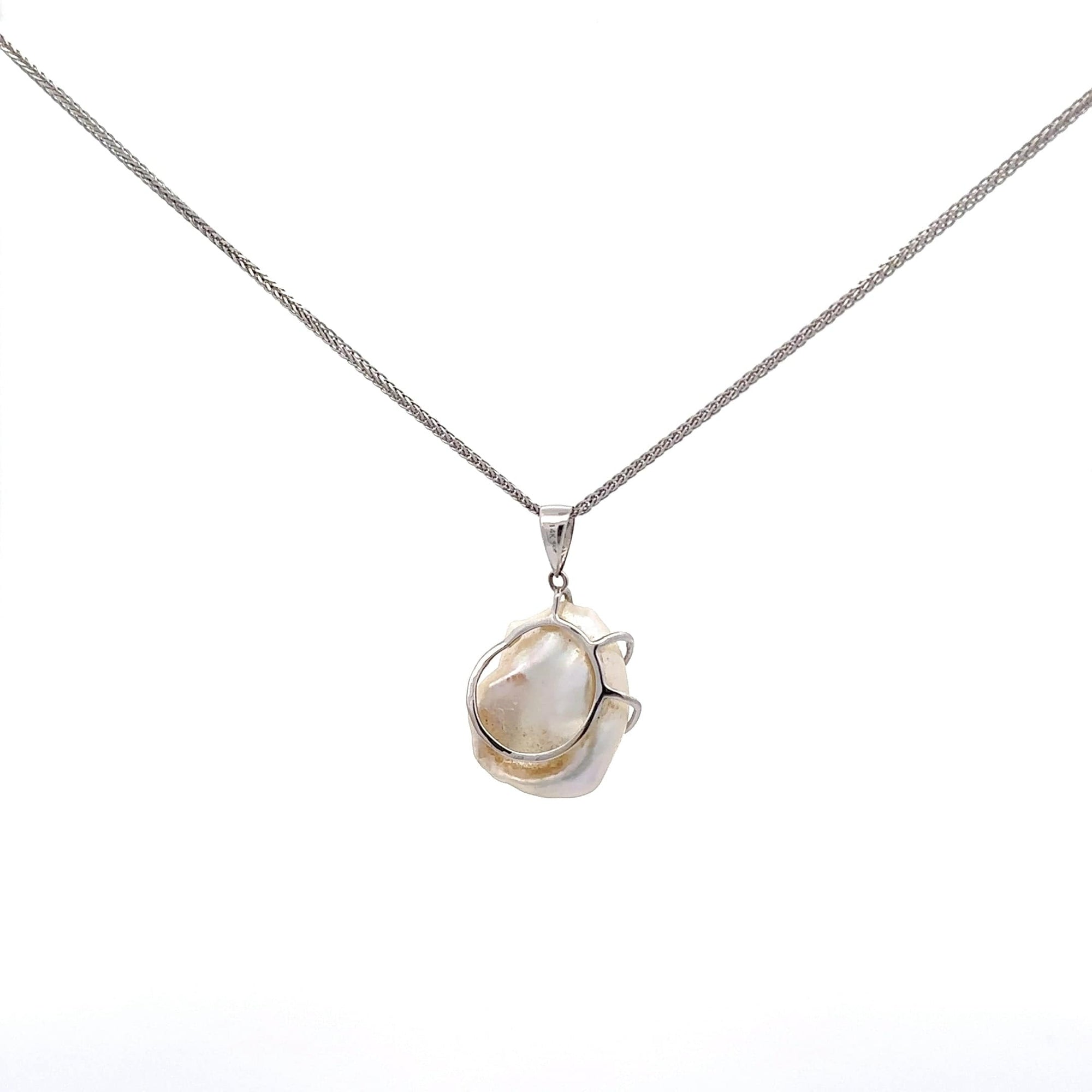 Baikalla Jewelry Gemstone Pendant Necklace Baikalla 14k White Gold Freshwater Pearl Pendant Necklace With Diamonds