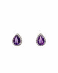 Baikalla Jewelry Silver Gemstones Earrings Baikalla™ 14k White Gold Pear Amethyst Stud Earrings