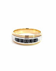 Baikalla Jewelry Gemstone Men's Ring Baikalla 14k Gold Two Tone Black Diamond Men's Wedding Ring Band