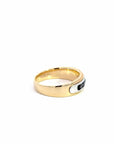 Baikalla Jewelry Gemstone Men's Ring Baikalla 14k Gold Two Tone Black Diamond Men's Wedding Ring Band