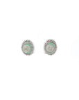 Baikalla Jewelry Silver Gemstones Earrings Baikalla™ Classic 18k White Gold AA Emerald Stud Earrings With Diamonds