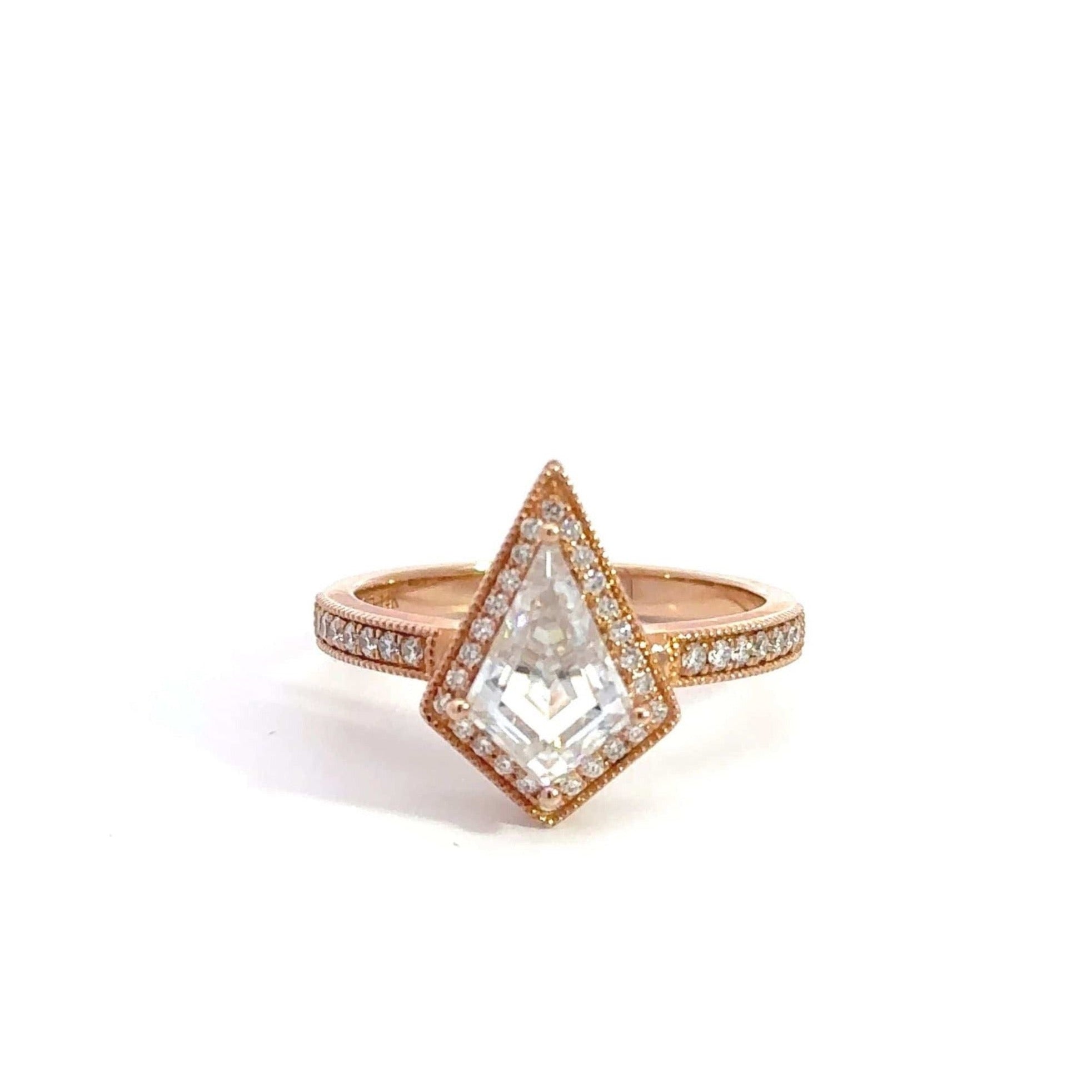 Baikalla Sterling Silver Moissanite Ring Baikalla 14k Rose Gold Halo Moissanite 1CT Kite Cut Engagement Ring