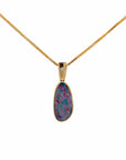 Baikalla Jewelry Gemstone Pendant Necklace Copy of Baikalla 14k Yellow Gold Freeform Australian Blue Opal Bezel Set Necklace