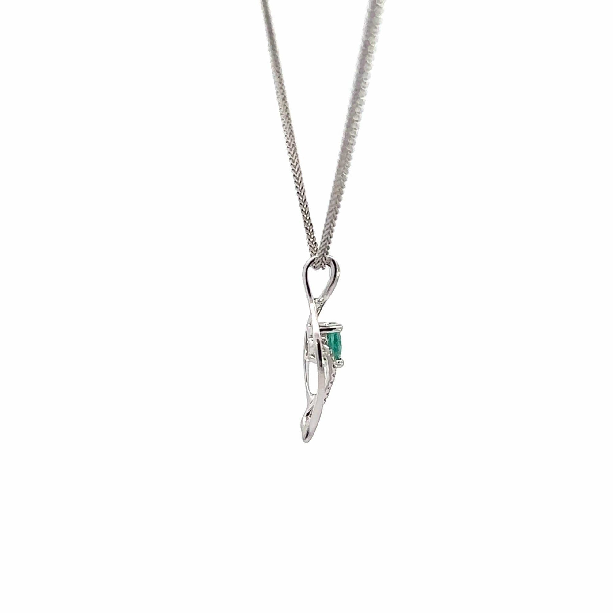 Baikalla Jewelry Gold Aquamarine Necklace 14k White Gold Natural Emerald Pendant Necklace