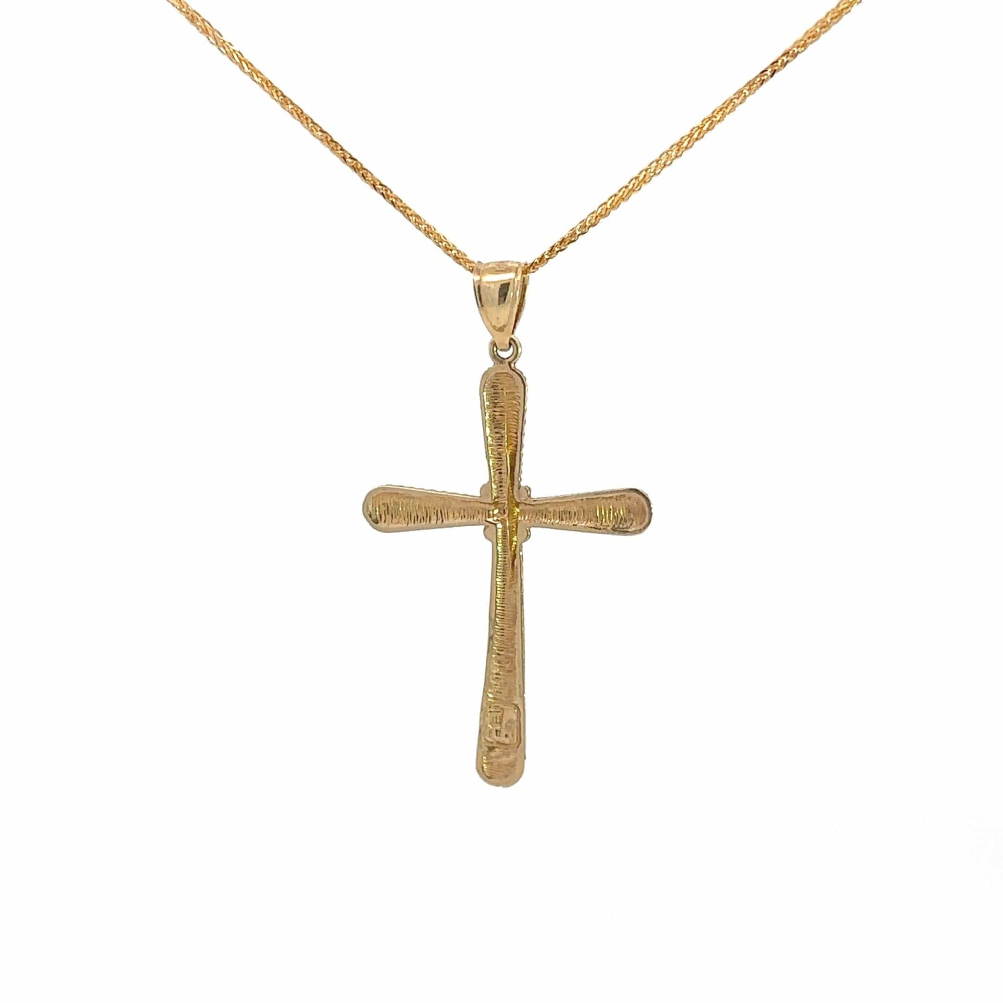 Baikalla Jewelry 14K Pure Yellow Gold Pendant 14k Yellow Gold Diamond Cut Cross Pendant Necklace