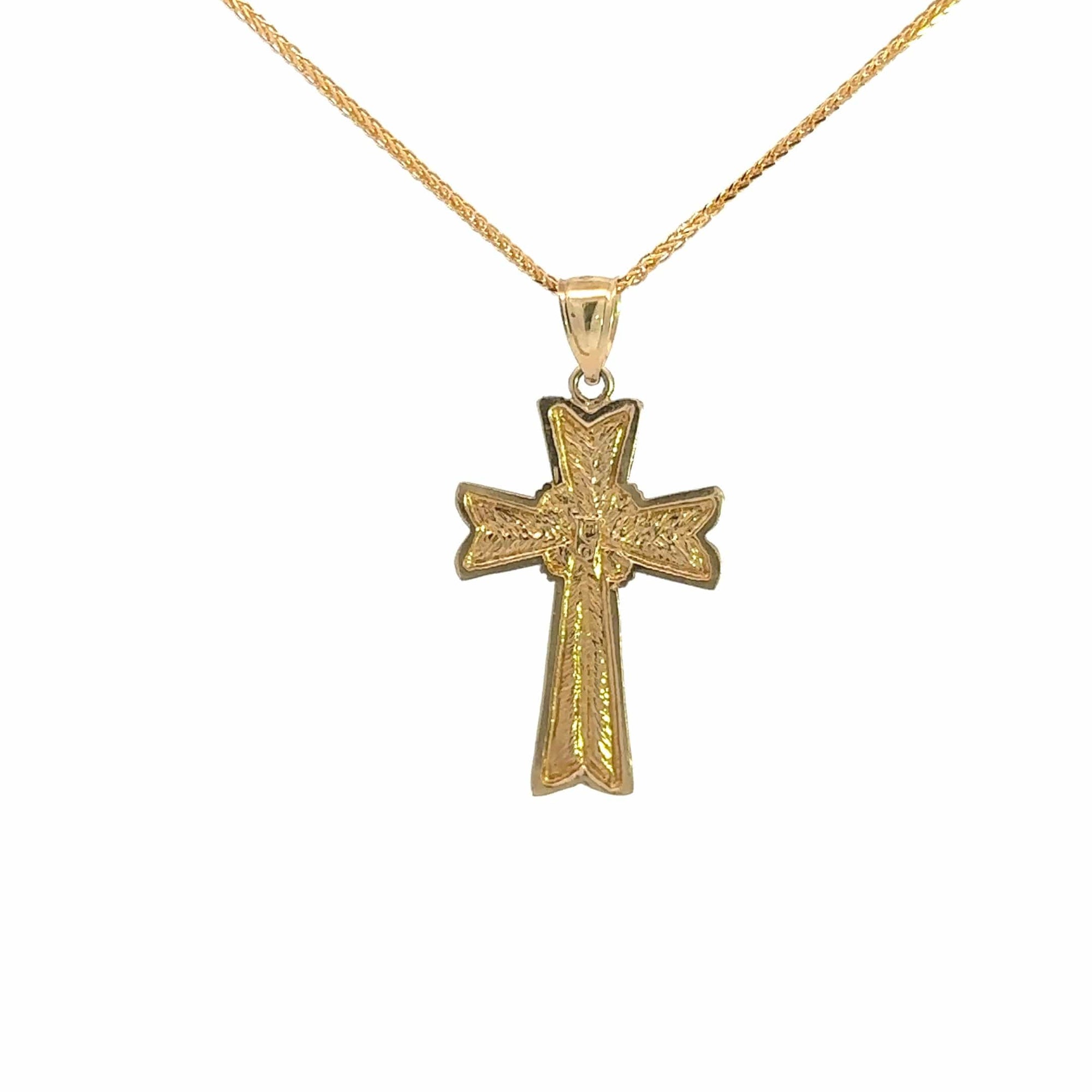 Baikalla Jewelry 14K Pure Yellow Gold Pendant 14k Yellow Gold Diamond Cut Fancy Cross Pendant Necklace