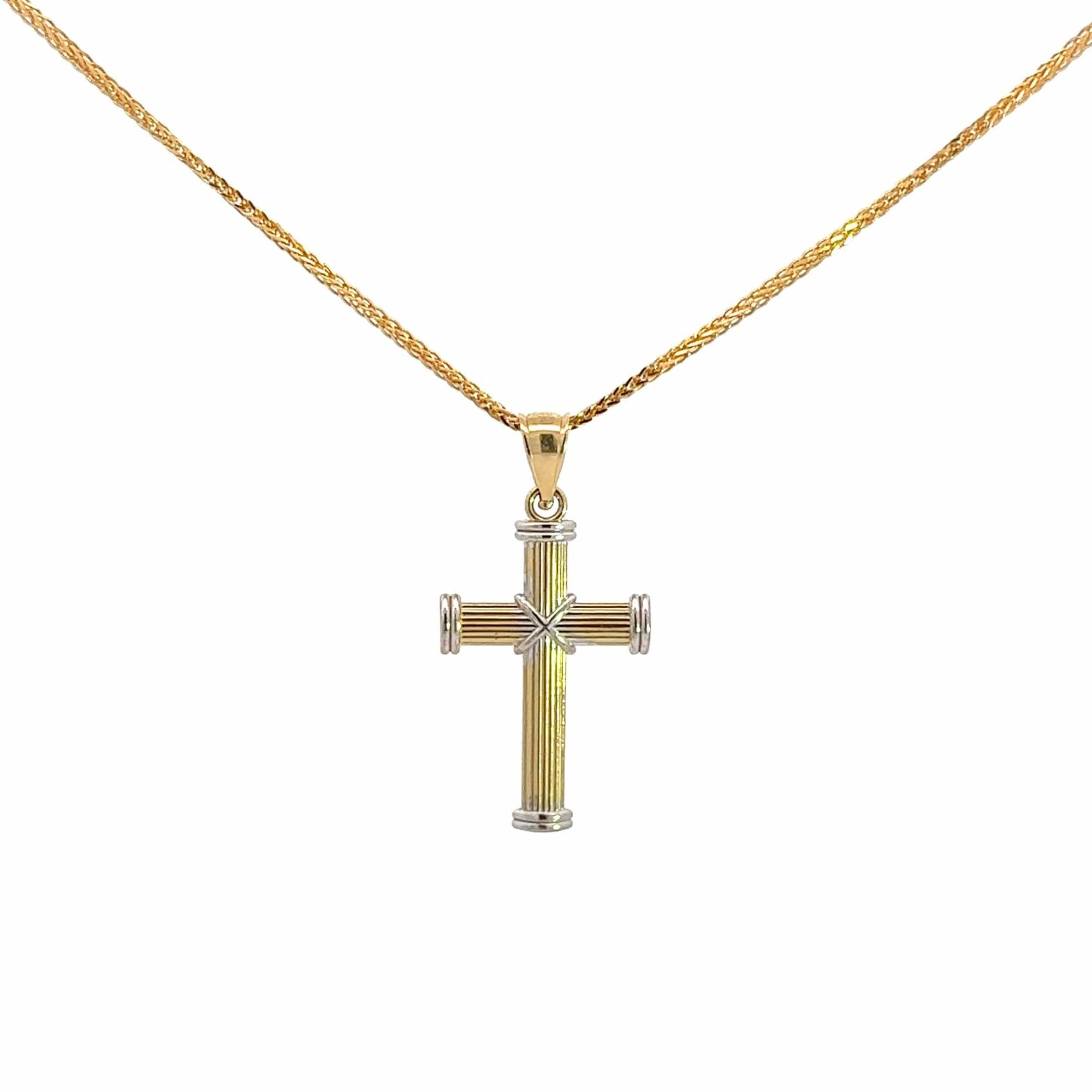 Baikalla Jewelry 14K Pure Yellow Gold Pendant 14k Two Tone Gold Cross Pendant Necklace