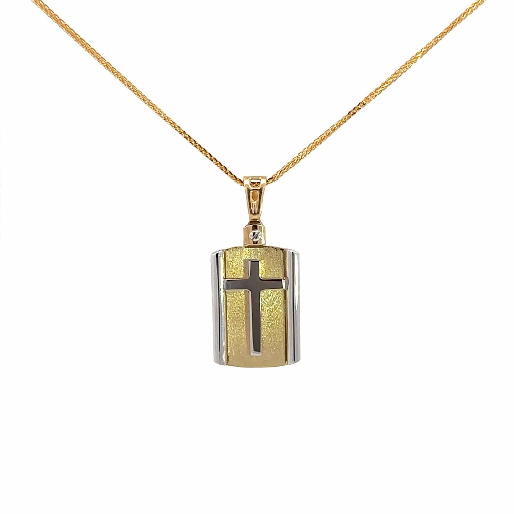 Baikalla Jewelry 14K Pure Yellow Gold Pendant 14k Two Tone Gold Cross Pendant Necklace